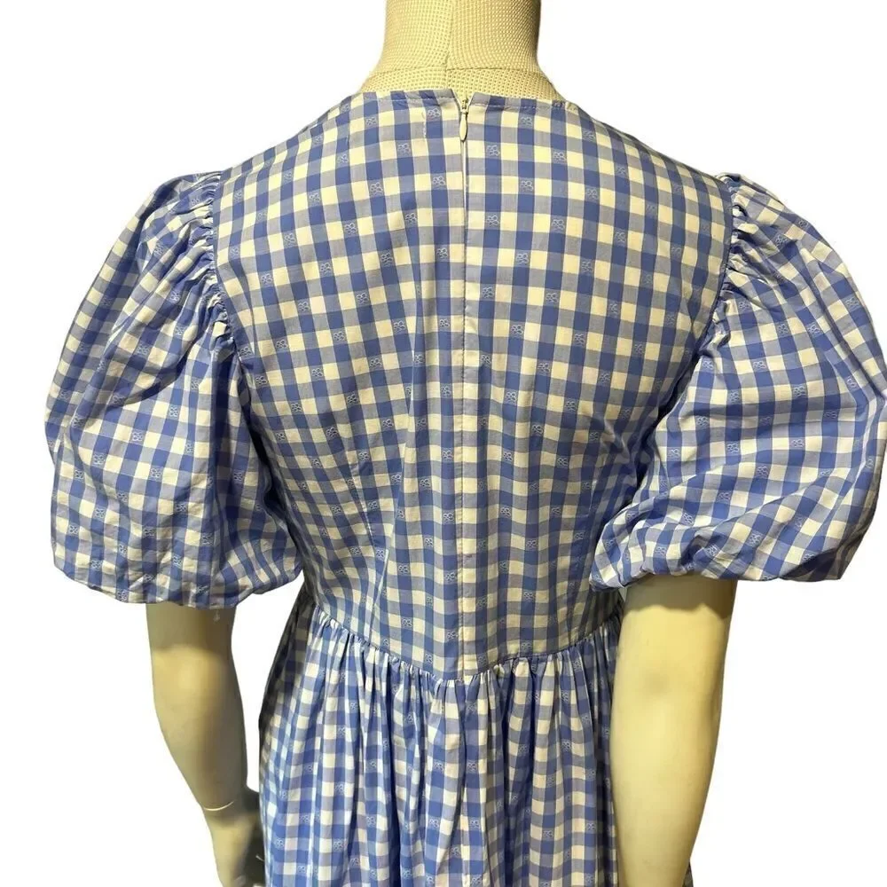 Sister Jane Giggle Plaid Gingham Puff Sleeved midi Dress (collar not included) - Picture 5 of 11